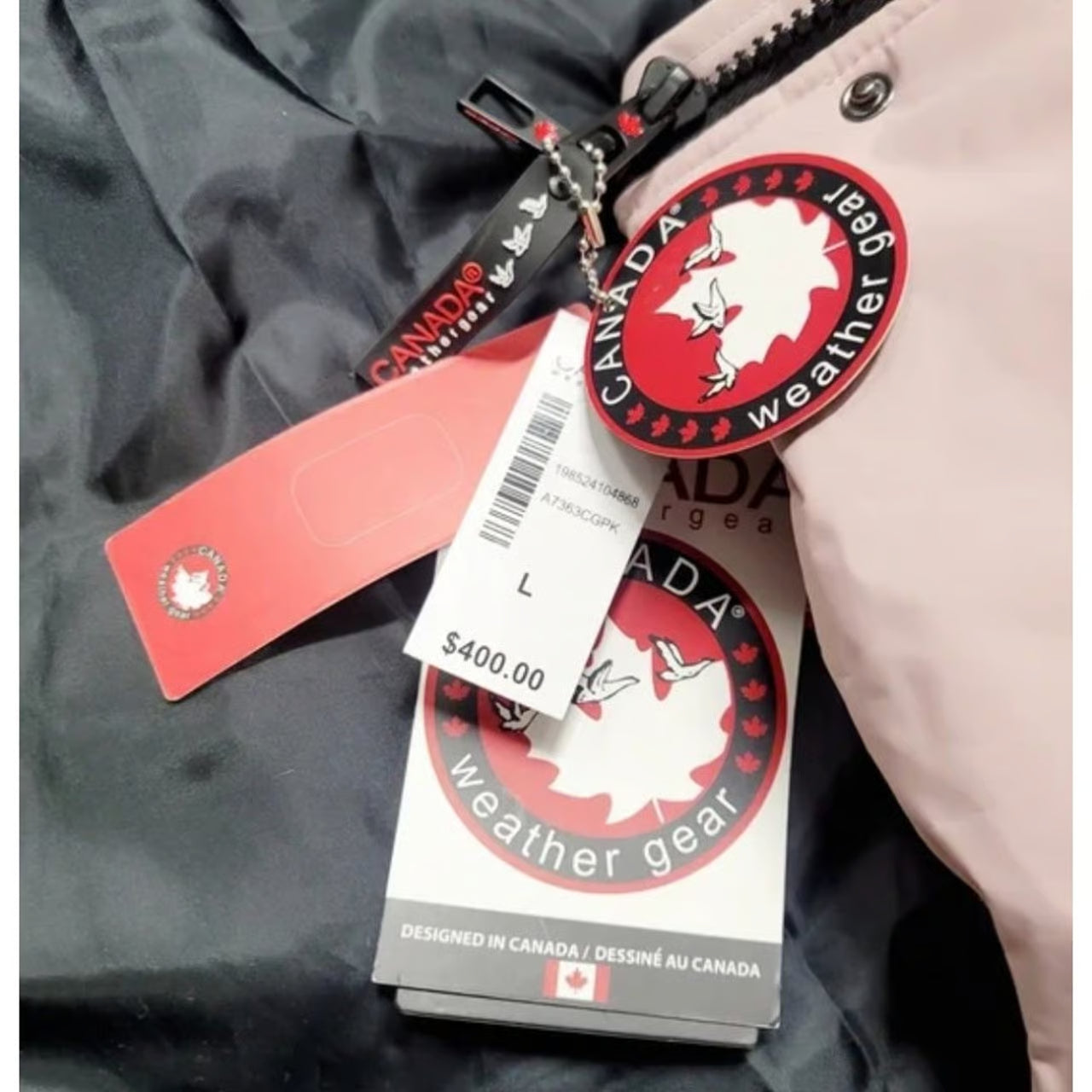 Canada Weathergear Women’s Long Maxi Puffer Parka Light Pink Hooded NWT Size L