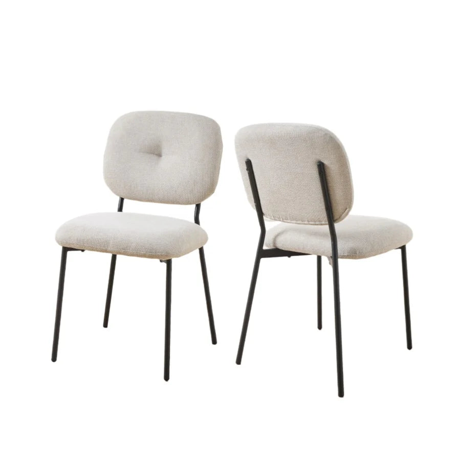 Modern Dining Chairs Set of 2, White Upholstered Accent Chairs with Metal Legs Space-Saving N842P284566A