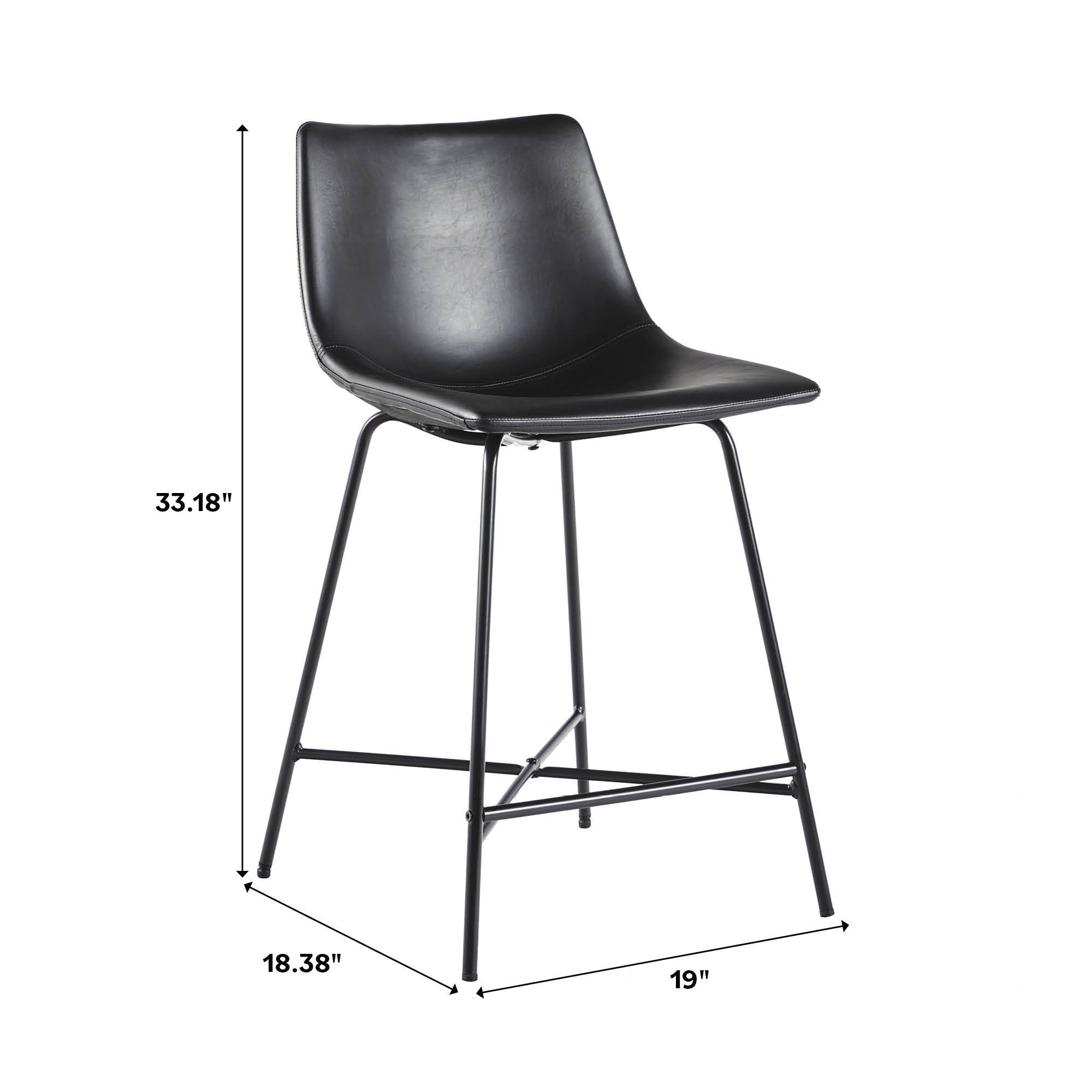 Walker Edison Upholstered Metal Counter Stools with X Base in Black