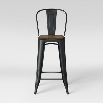 Carlisle Wood Seat Backed Barstool Matte Black - Threshold™