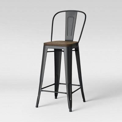 Carlisle Wood Seat Backed Barstool Matte Black - Threshold™