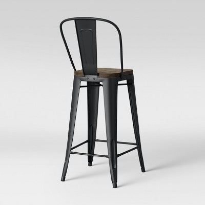 Carlisle Wood Seat Backed Barstool Matte Black - Threshold™