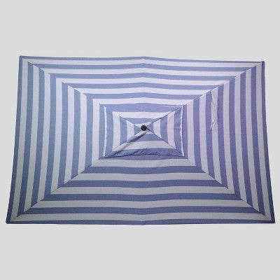 10'x6' Rectangular Cabana Stripe Patio Umbrella DuraSeason Fabric™ Navy - Light Wood Pole - Threshold™
