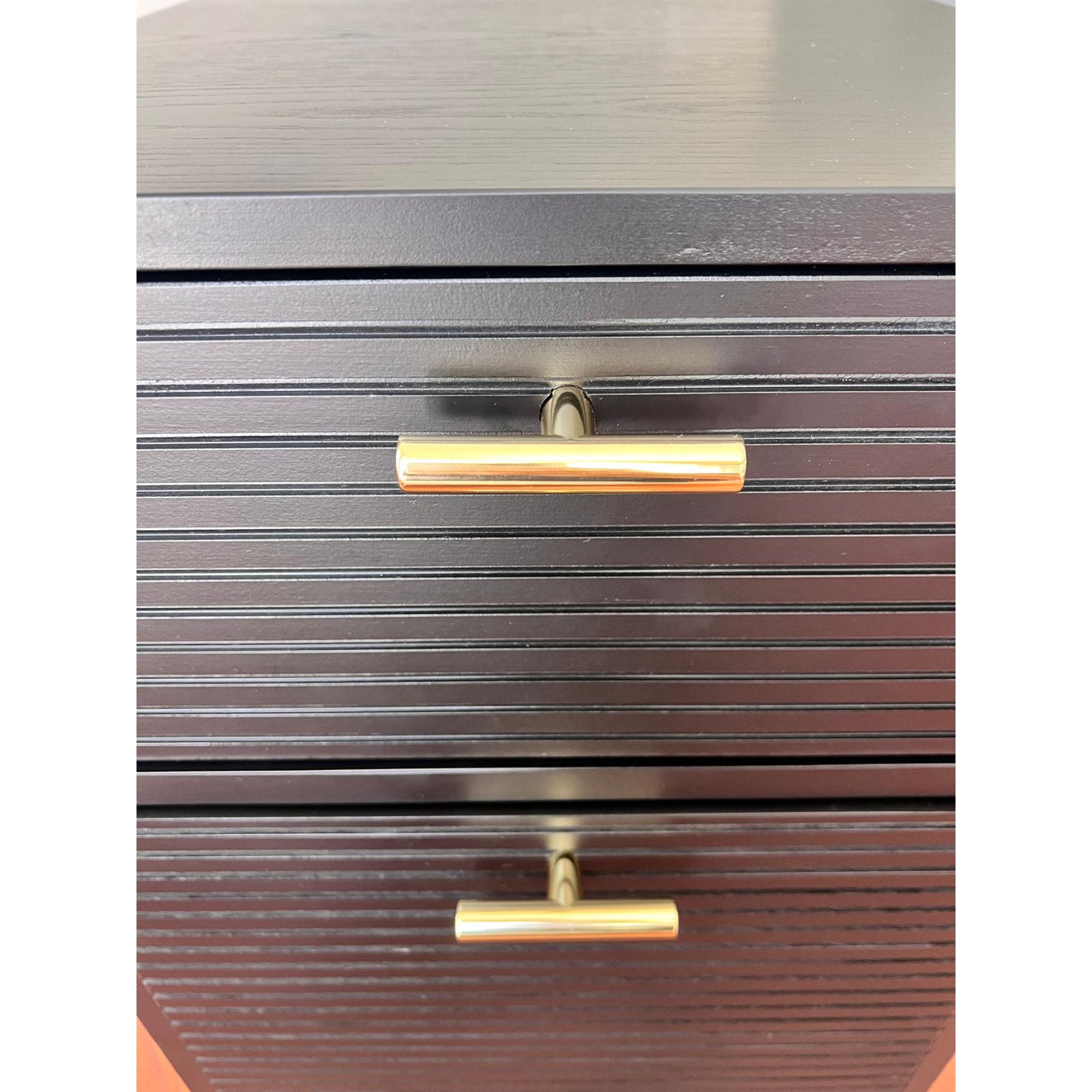 Grooved Wood 2-Drawer Vertical Filing Cabinet - Black