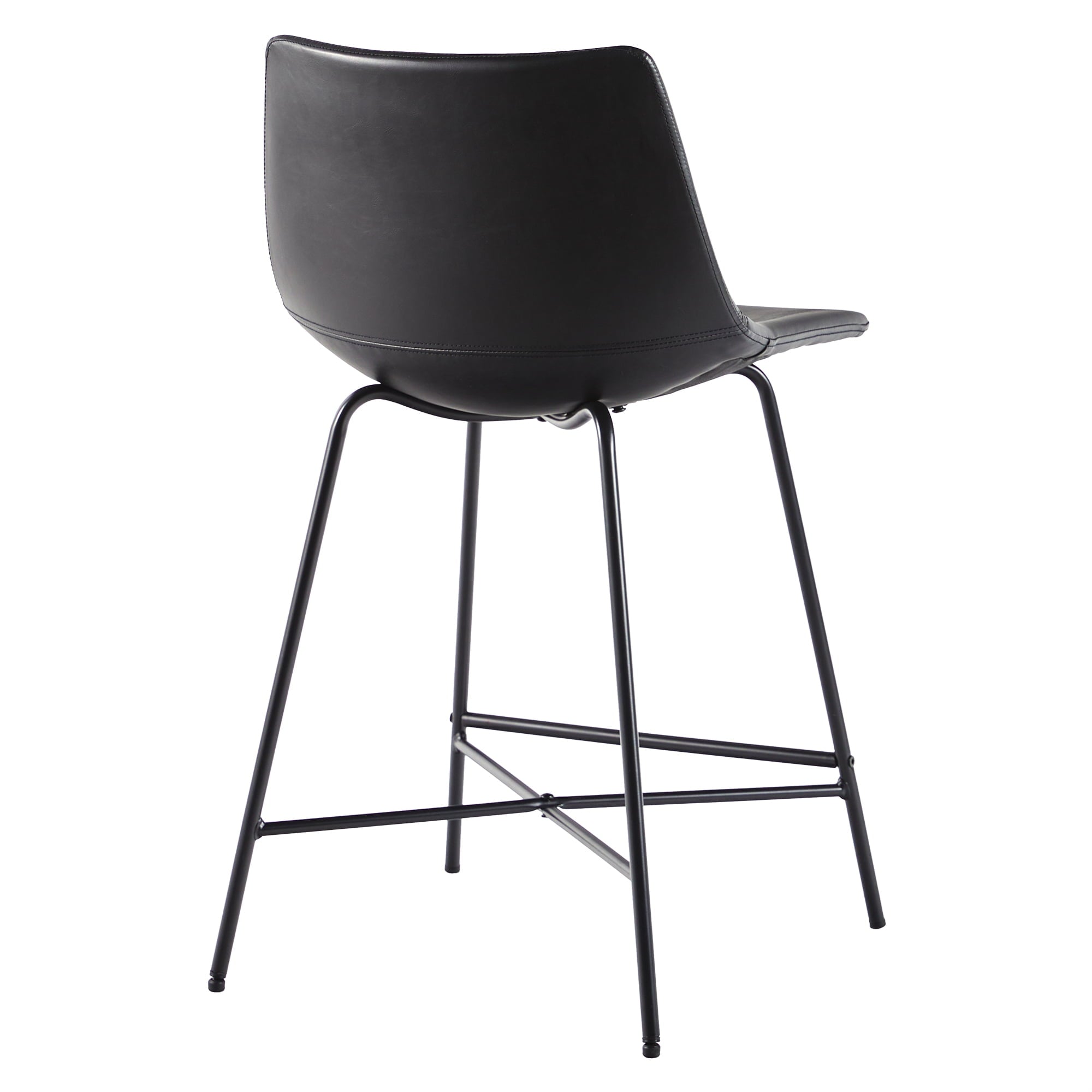 Walker Edison Upholstered Metal Counter Stools with X Base in Black