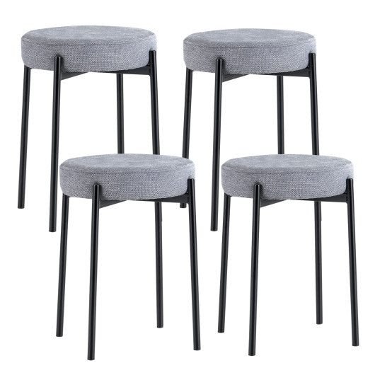 Total Tactic JV11340GR-4 Upholstered Kitchen Bar Stools with Foot Pads, Light Grey - Set of 4