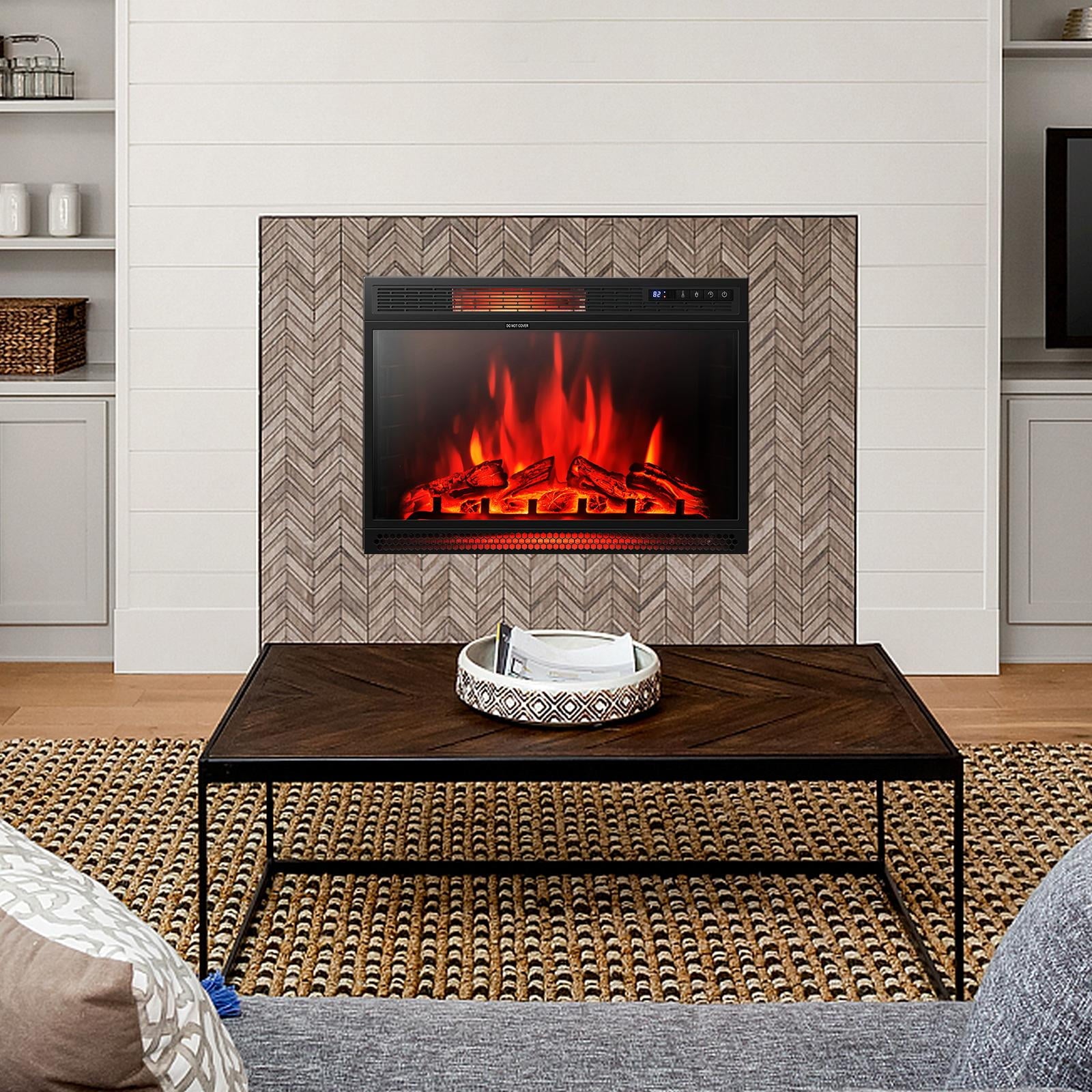 28" Recessed Electric Fireplace,1350W Freestanding Fireplace Stove Heater W/ 3 Flame Colors, 4 Brightness, Adjustable Temperature,Timing Function, Remote Control