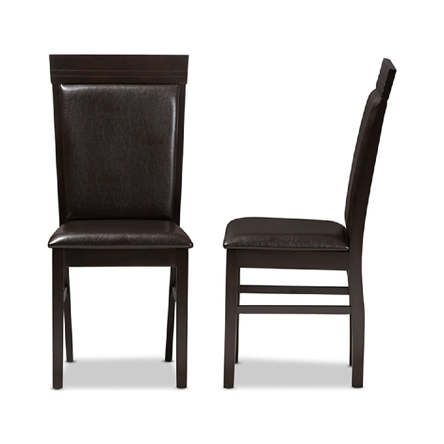 Baxton Studio Thea Modern and Contemporary Dark Brown Faux Leather Upholstered Dining Chair (Set of 2)