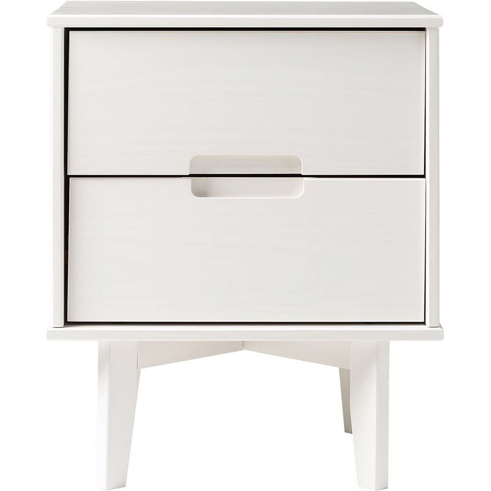 2-Drawer Groove Handle Wood Nightstand - White