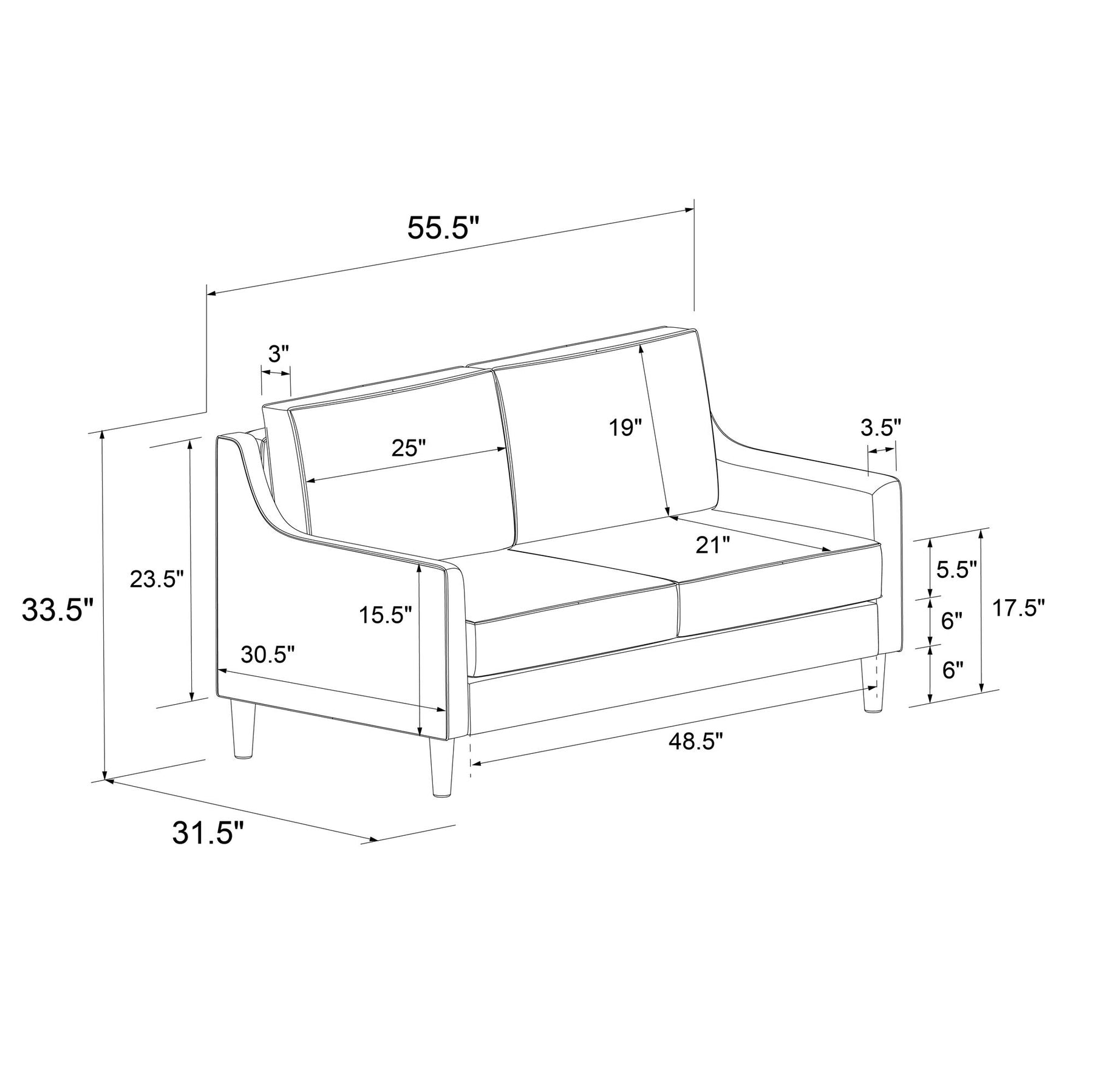 Prescott Slope Arm Loveseat Sofa