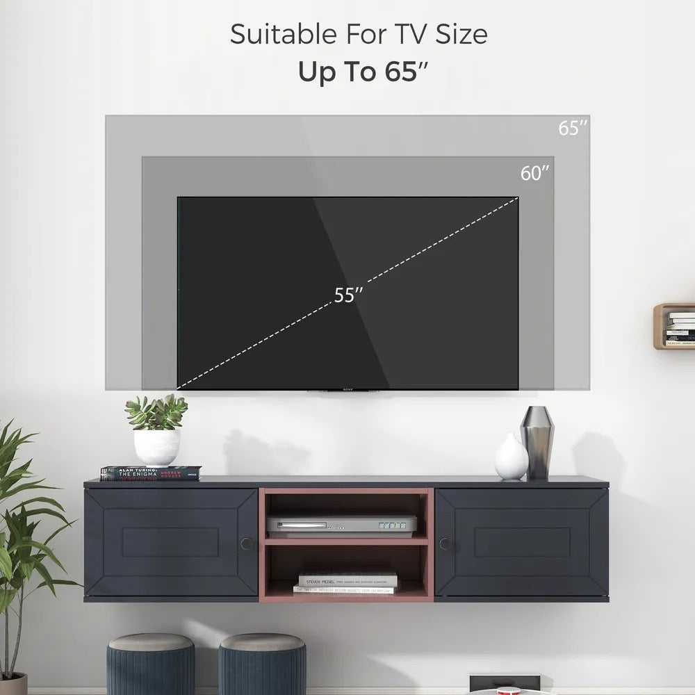 Wall Mounted 60″ Floating TV Stand with Large Storage Space