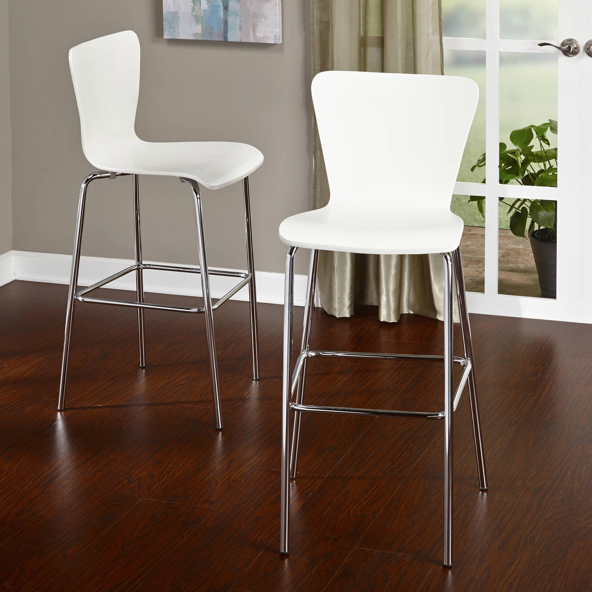 Simple Living 30-inch Pisa Bentwood and Chrome Stools (Set of 2)