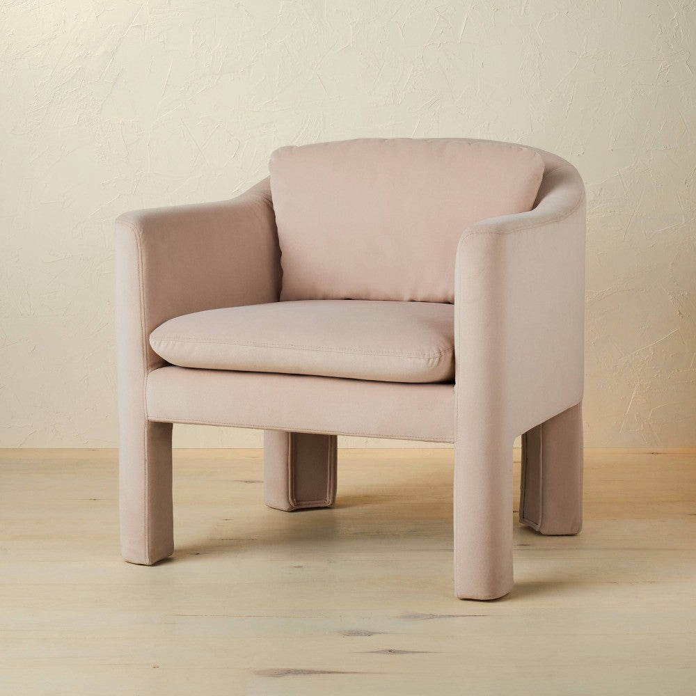 Linaria Fully Upholstered Velvet Accent Chair Blush - Opalhouse™ Designed with Jungalow™: No Assembly, Wood Frame