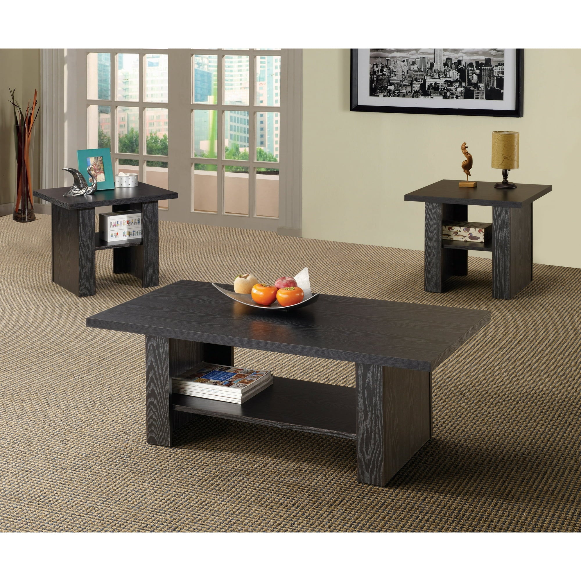 3-piece Occasional Table Set, Black Oak