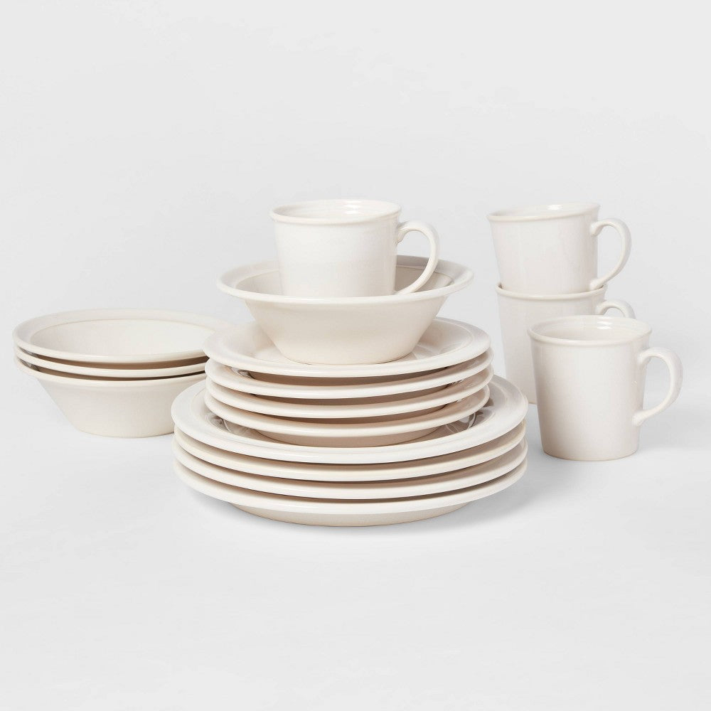 16pc Porcelain Woodbridge Dinnerware Set White - Threshold™