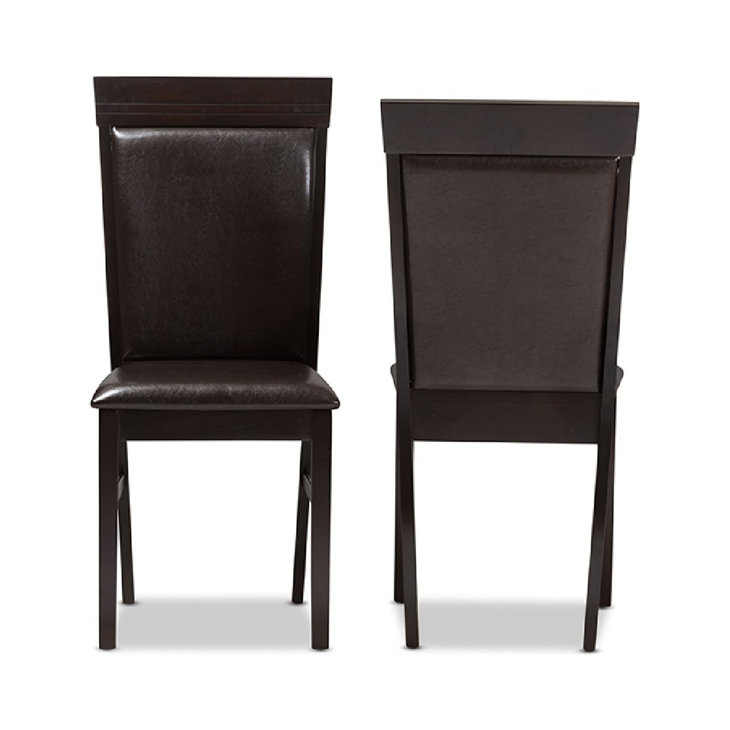 Baxton Studio Thea Modern and Contemporary Dark Brown Faux Leather Upholstered Dining Chair (Set of 2)