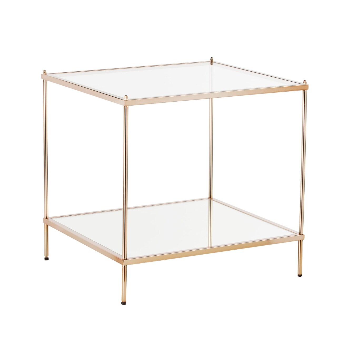 Southern Enterprises 22.25" Gold and Clear Contemporary Knox Mirrored Rectangular End Table
