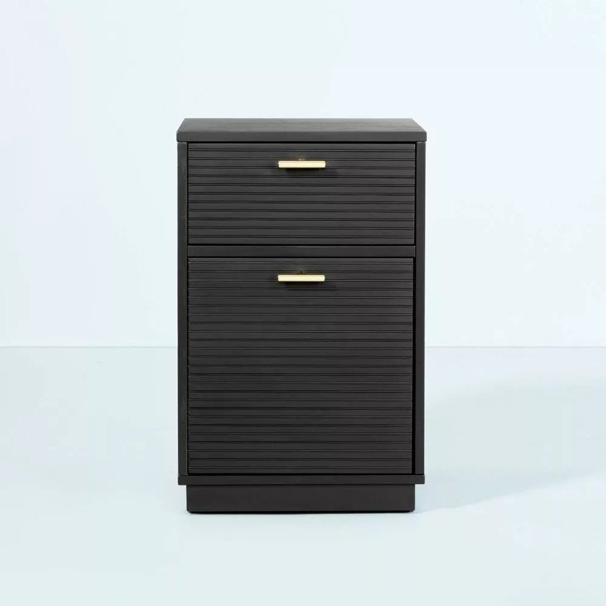 Grooved Wood 2-Drawer Vertical Filing Cabinet - Black