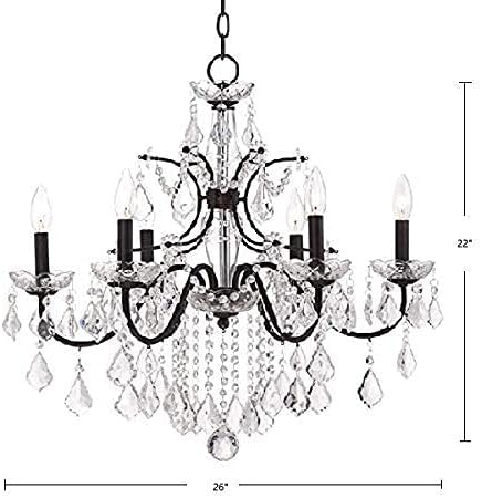 Saint Mossi Crystal Chandelier Light Fixture Modern Chandelier Crystal Lighting, Crystal Pendant Raindrop Chandelier for Dining Room,Bedroom,Living Room,H23 x D24, 6-Light