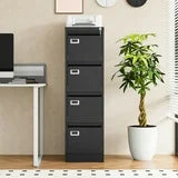 STANI 4 Drawer File Cabinets with Lock, Metal Filing Cabinet for Home Office, Steel Lockable Storage Cabinets to Hanging Letter/Legal/A4,Assembly Required(Black)
