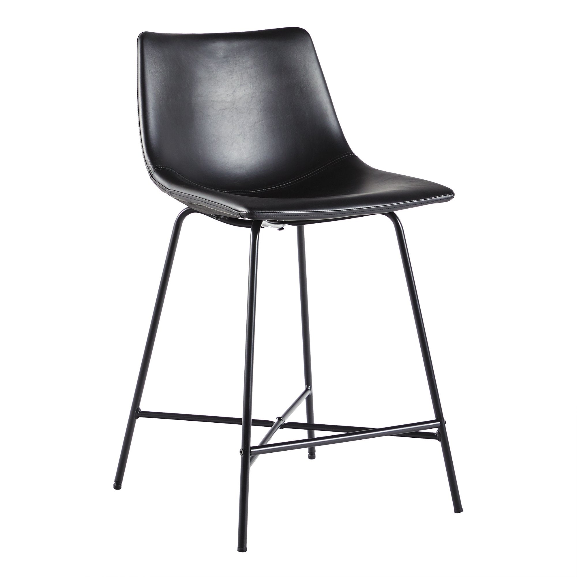 Walker Edison Upholstered Metal Counter Stools with X Base in Black