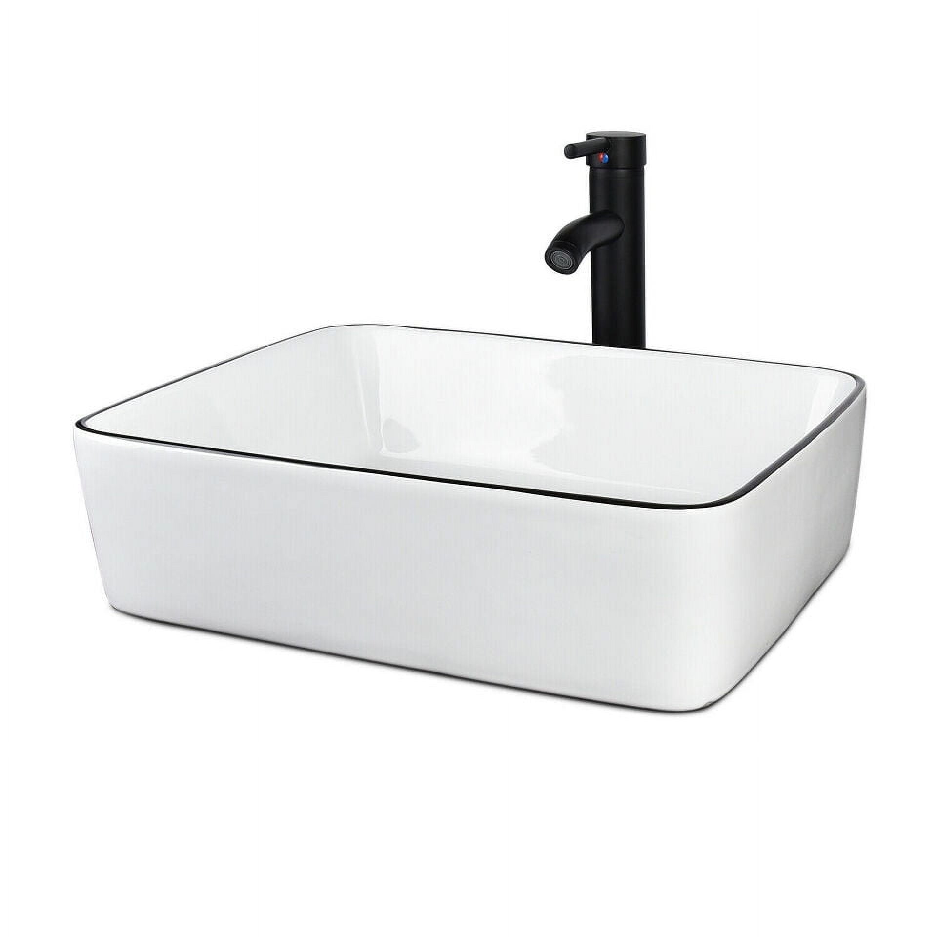 Rectangle Bathroom Sink Tempered Glass Vessel Sink Combo with Faucet 1.5 GPM and Pop up Drain Bathroom Bowl