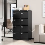 STANI 4 Drawer File Cabinets with Lock, Metal Filing Cabinet for Home Office, Steel Lockable Storage Cabinets to Hanging Letter/Legal/A4,Assembly Required(Black)