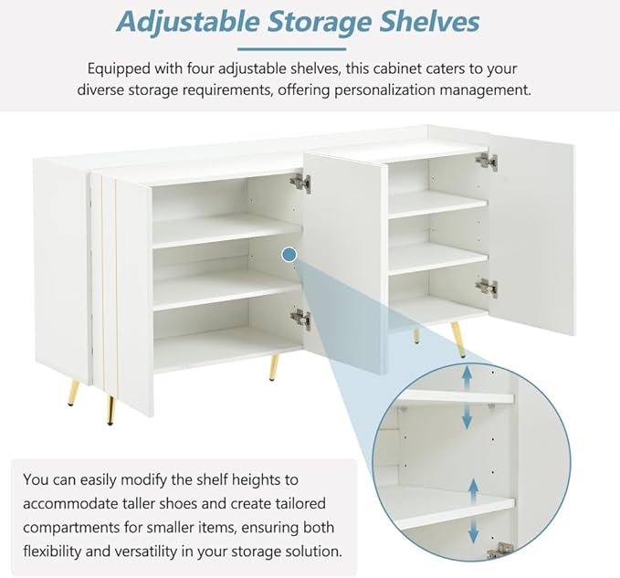 ON-Trend Luxurious Shoe Cabinet with 5 Metal Legs, Modern TV Stand with 4 Adjustable Shelves for TVs Up to 70", (style1)