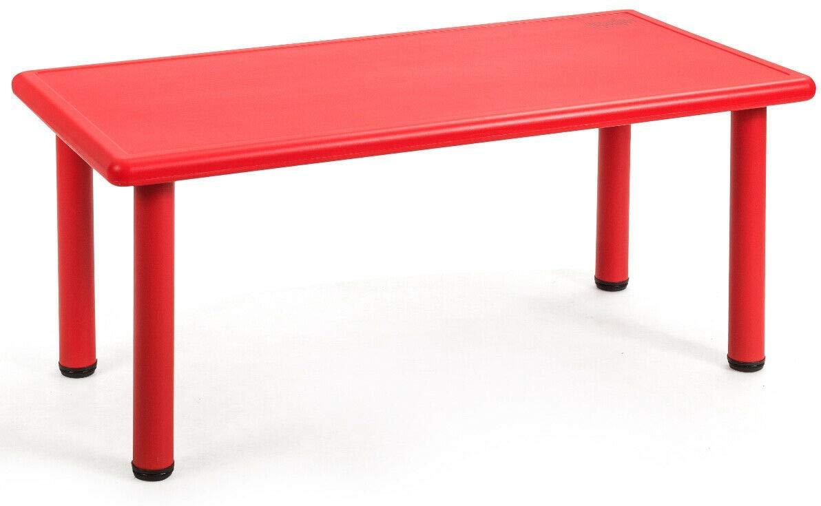 47 x 23.5 Inch Rectangular Kids Table, Children School Activity Table for Reading Drawing Dining Playing, Multifunctional Plastic Table w/Steel Pipe, Toddler Furniture for Boys & Girls (Red)