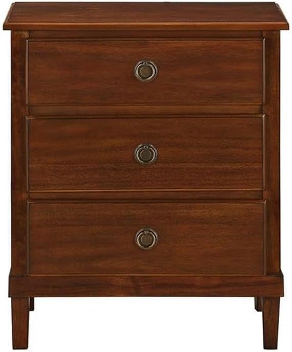 Cambridge Brown Finished Wood 3-Drawer Nightstand