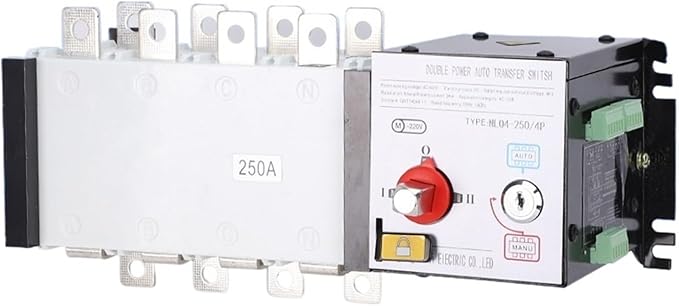 Double Power Automatic Transfer Switch NLQ4-250A/4P Dual Power Automatic Transfer Switch PC Grade Isolation Type Two in one Out fire Protection Type 200A(Two Input and one Output 4P250A)