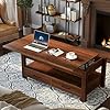 Rolanstar Coffee Table, Lift Top Coffee Table with Drawers and Hidden Compartment, Retro Central Table with Wooden Lift Tabletop, for Living Room,Espresso