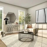 DecMode 54" x 32" Silver Metal Rectangular Geometric Console Table with Mirrored Glass Top, 1-Piece