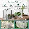 Raised Garden Bed with Greenhouse, Waterproof Sun-Protective Green House with Roll-Up Door & Electroplated Metal Frame, Pine Wood Elevated Planter Box with Drainage Holes(White+Natural)