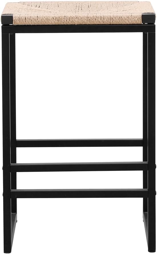 Set of 2 Backless Bar Stools for Kitchen Counter Paper Rope Woven Dining Chairs for Home & Kitchen (Paper Rope Backless)