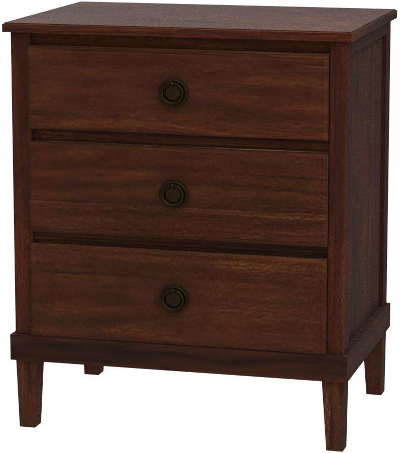 Cambridge Brown Finished Wood 3-Drawer Nightstand