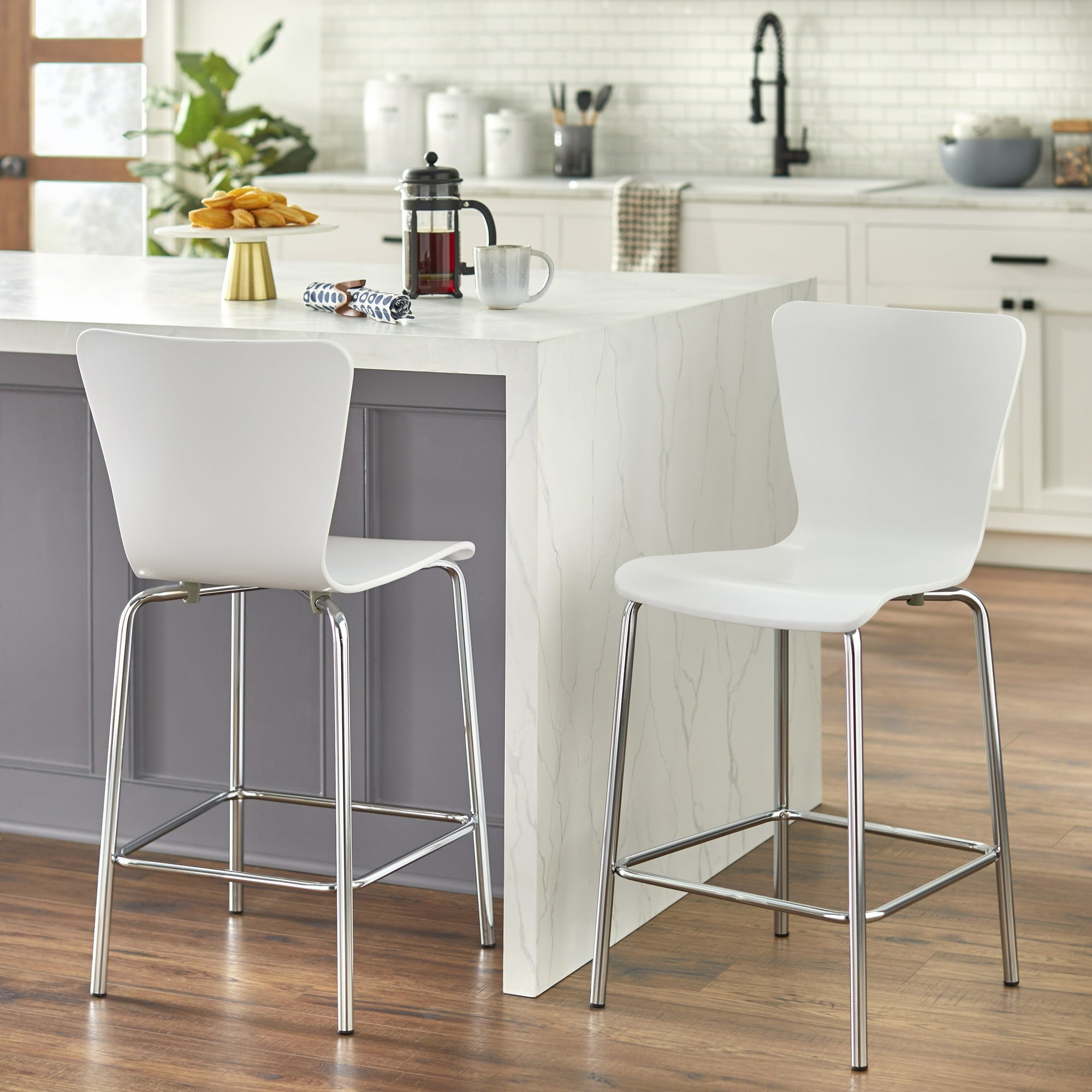 Simple Living 30-inch Pisa Bentwood and Chrome Stools (Set of 2)