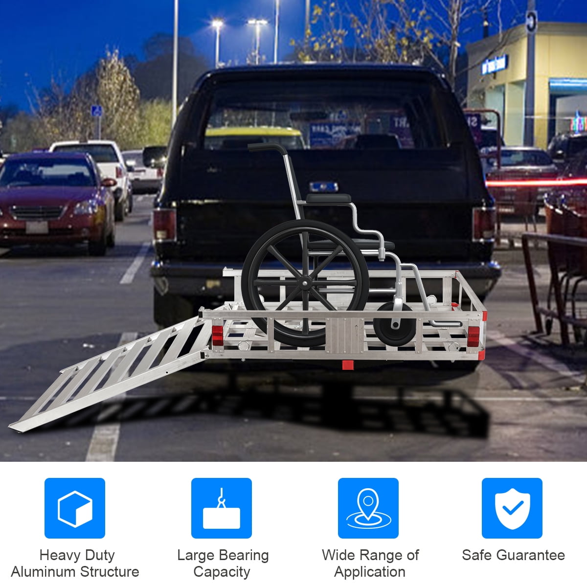 50'' x 29.5'' Aluminum Cargo Carrier with Ramp Hitch-Mounted Mobility Carrier Hauler