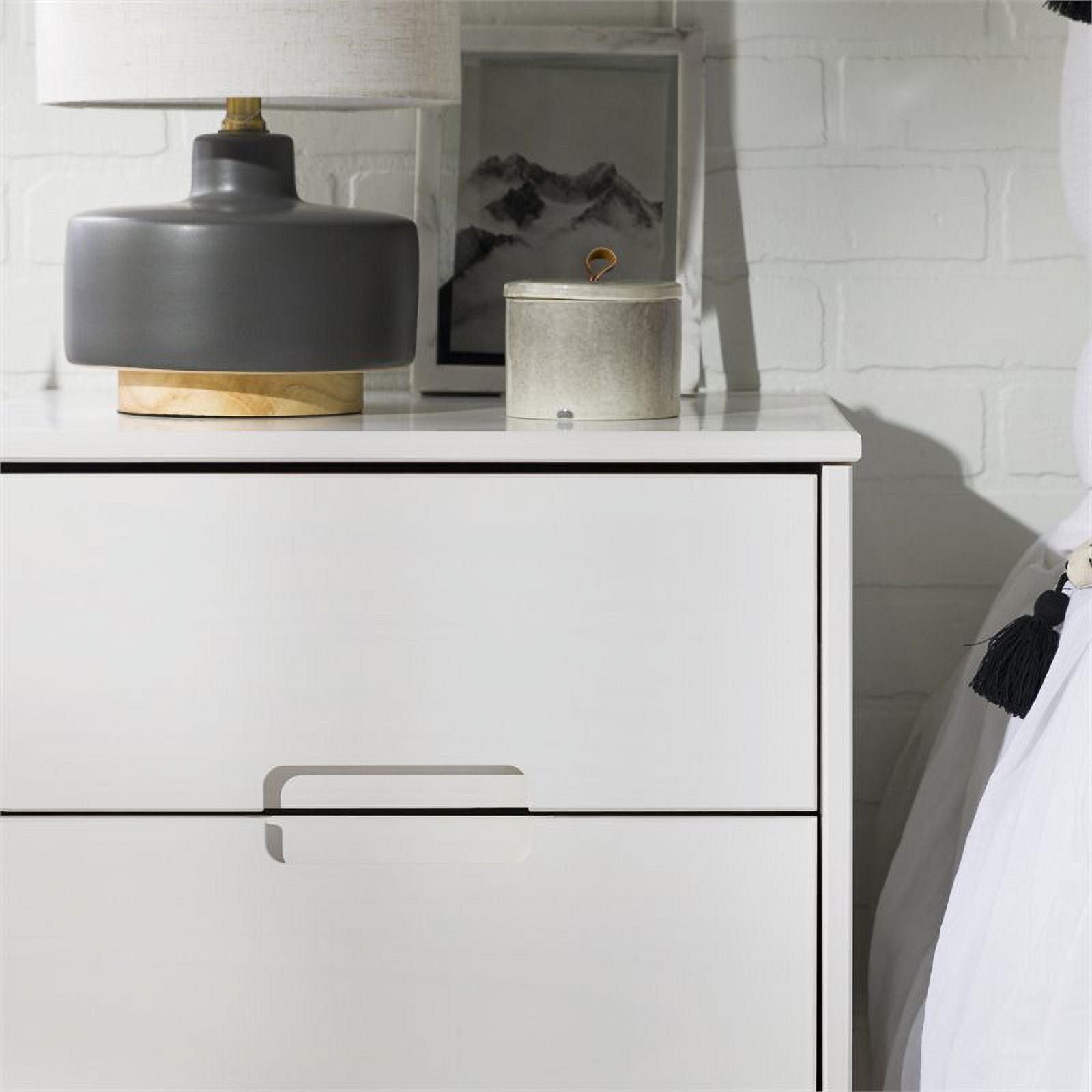 2-Drawer Groove Handle Wood Nightstand - White