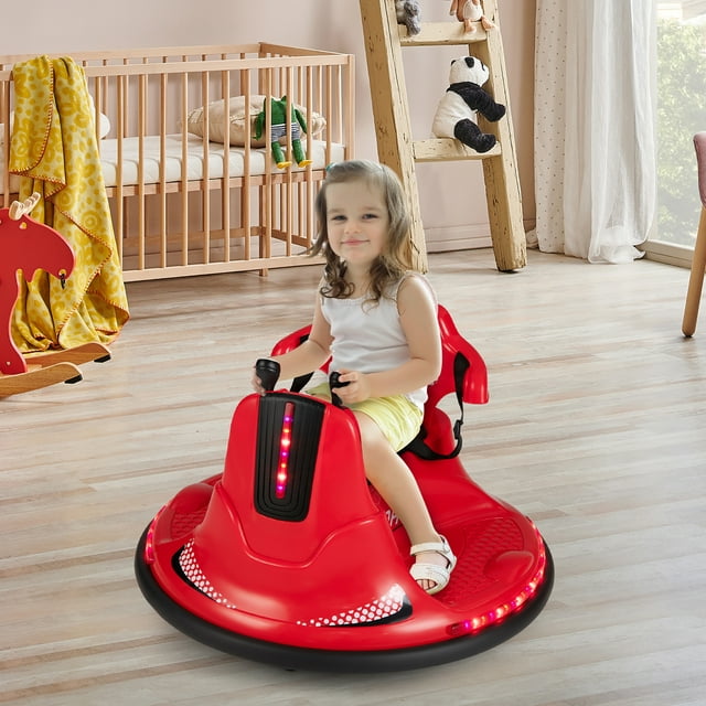 Costway 6V Bumper Car for Kids Toddlers Electric Ride On Car Vehicle w/ 360° Spin Redv