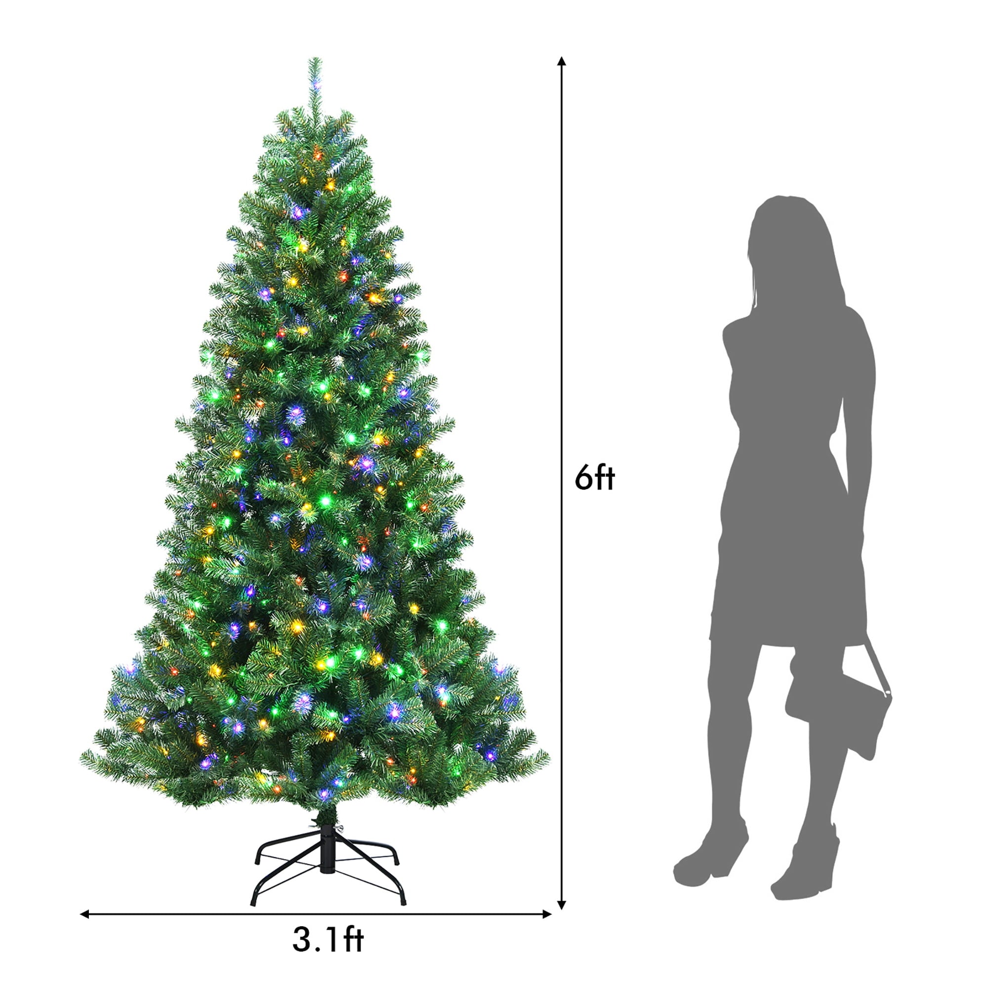 Costway 6ft Pre-lit Hinged Christmas Tree w/ Remote Control & 9 Lighting Modes