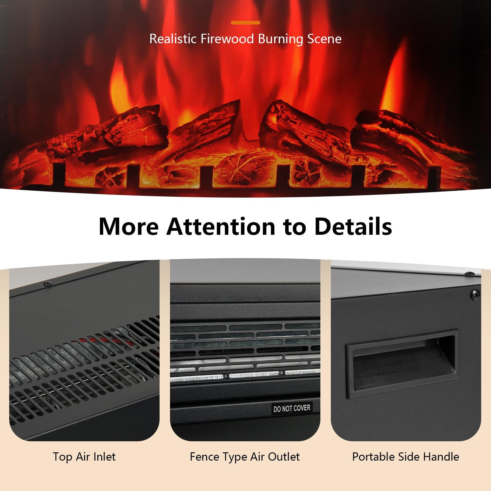 28" Recessed Electric Fireplace,1350W Freestanding Fireplace Stove Heater W/ 3 Flame Colors, 4 Brightness, Adjustable Temperature,Timing Function, Remote Control