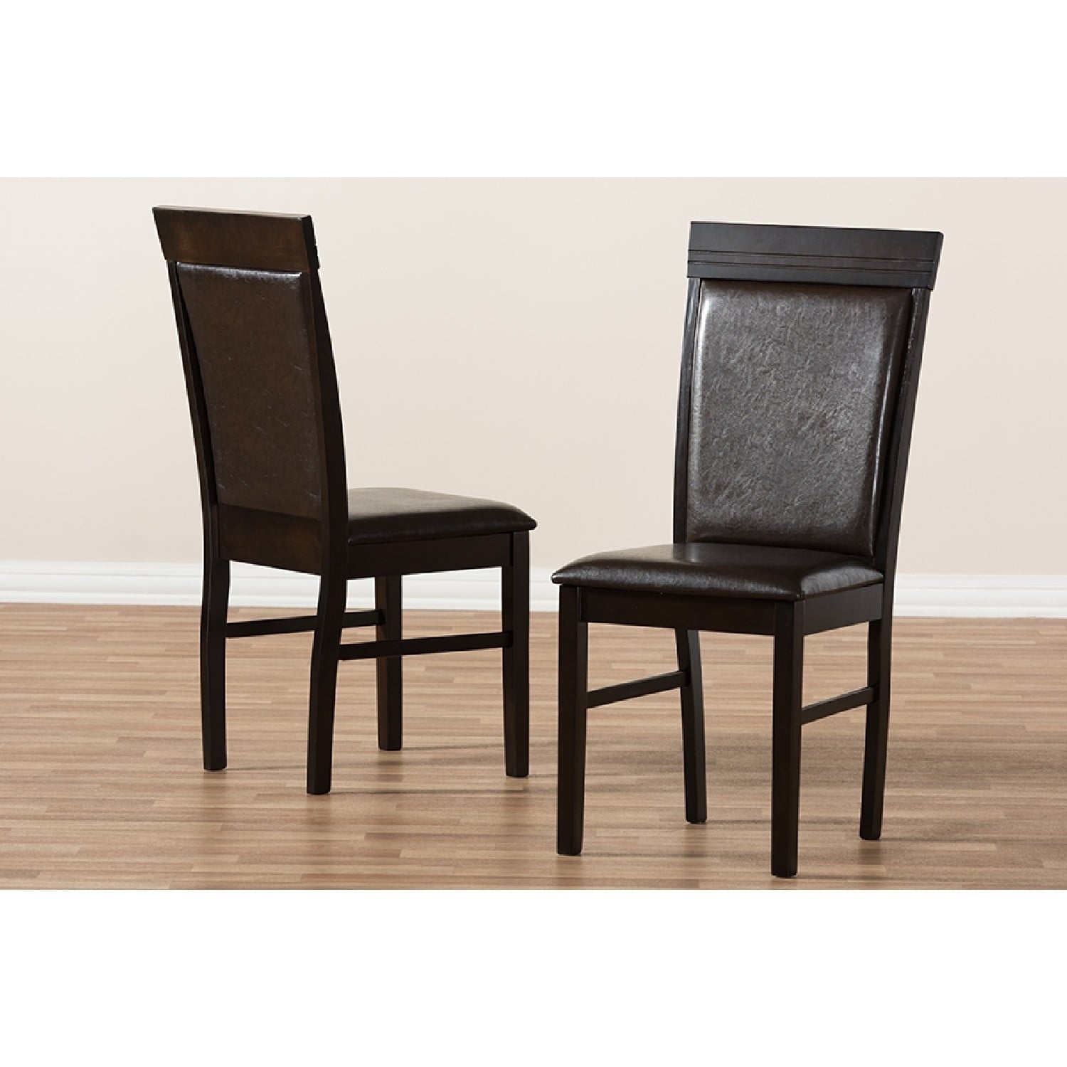 Baxton Studio Thea Modern and Contemporary Dark Brown Faux Leather Upholstered Dining Chair (Set of 2)