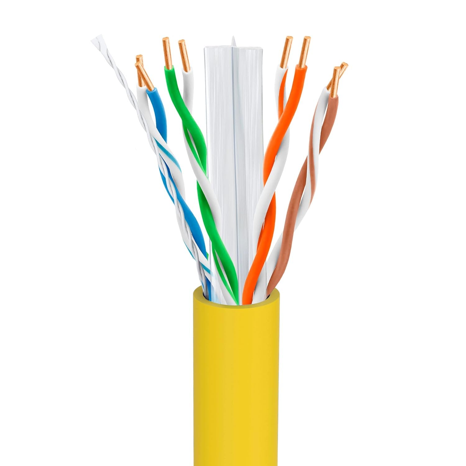 Big-A - Bulk Cat6 Cable 1000ft 23AWG Solid 4 Pair, Cat 6 Ethernet Cable Unshielded Twisted Pair (UTP), (CMR) 550MHz Internet Cable, Pull Box - Yellow