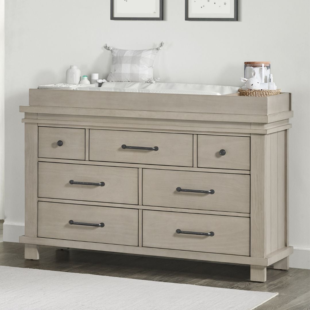 Soho Baby 43065930 Hampton Premium Changing Topper for 7-Drawer Dresser, Smooth Stone Wash Finish