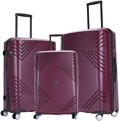 GinzaTravel Rune series expandable 3 Luggage Sets,Lightweight Hardside Suitcase With Spinner Wheels TSA Lock,PP material business fashion suitcase