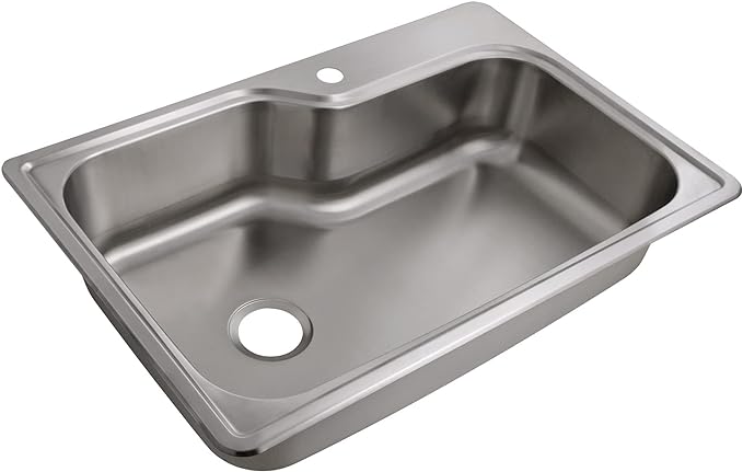 Design House 113118 Single Bowl Drop-in Sink, ‎22"D x 33"W x 8"H, Stainless Steel