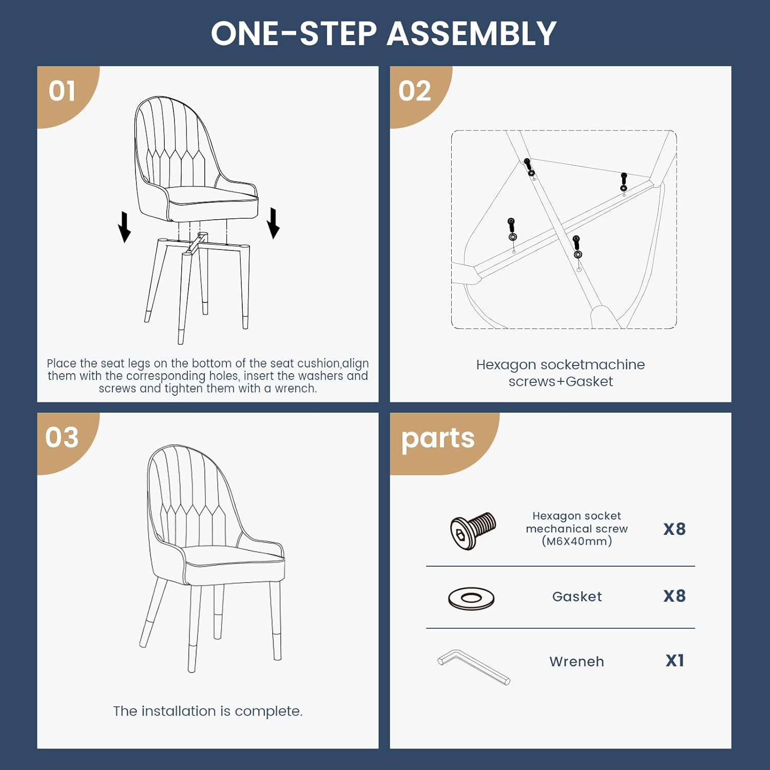 POVISON PU Leather Dining Chairs Set of 2, Modern Dining Room Chairs Beige Wingback Chairs for Living Room, Dining Room, Pub, Coffee, Kitchen (Brown & Beige)