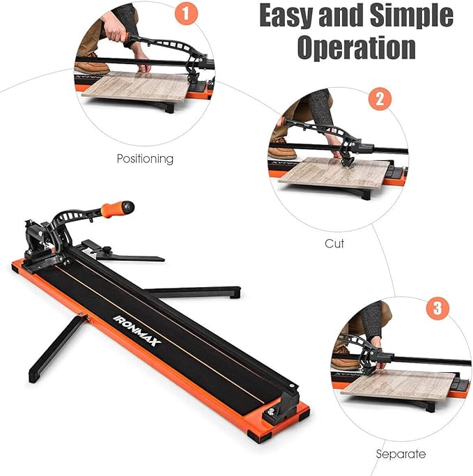 Manual Tile Cutter 36 Inches with Ergonomic Handle & Tungsten Carbide Cutting Wheels, Porcelain Ceramic Floor Tile Cutter Machine with Anti-Skid Feet and Removable Scale （36 Inches）