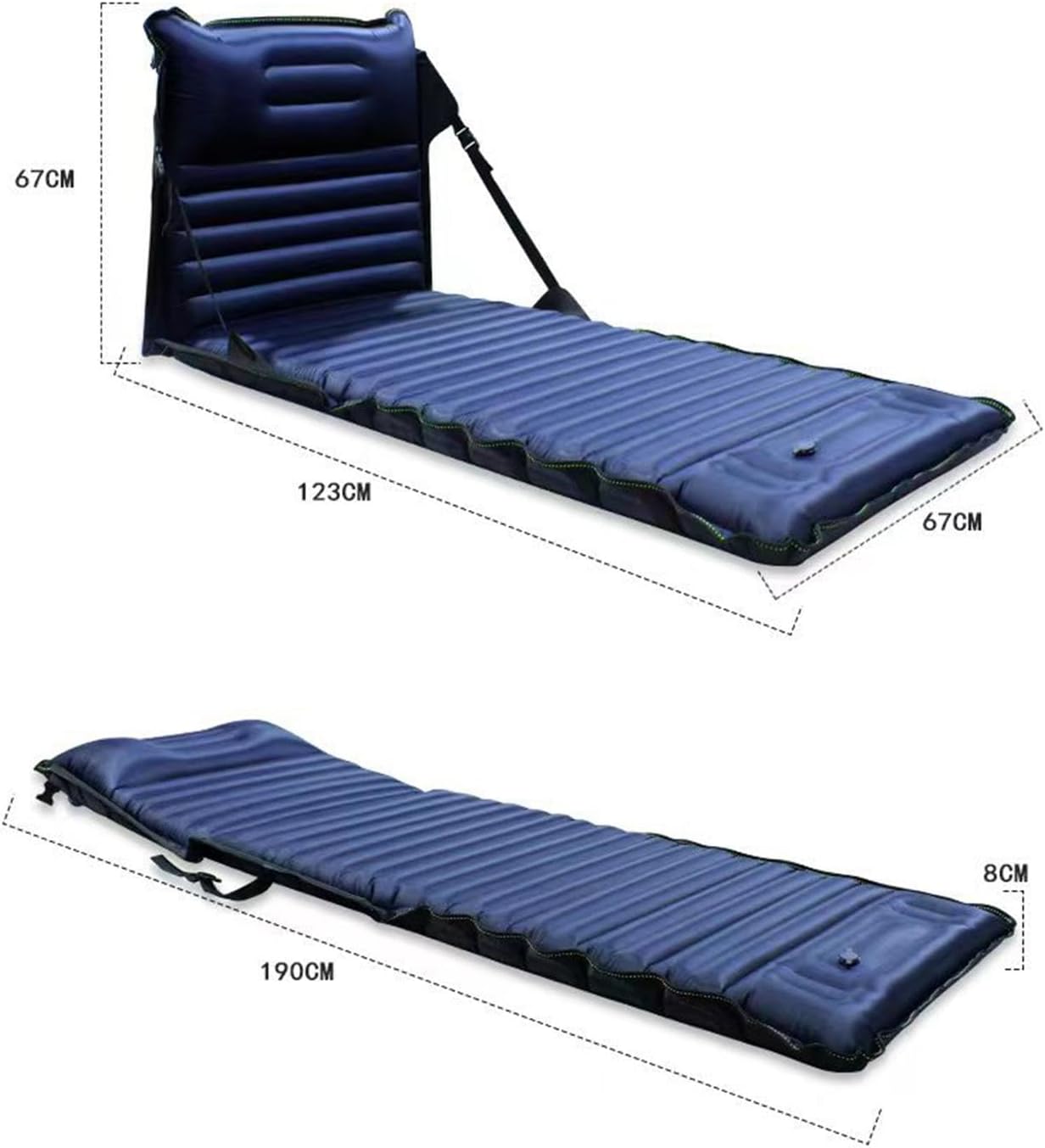 Kokiya Camping Sleeping Pad with Pillow Inflatable Sleeping Pad Lounge Chair Camping Air Mattress for Backyard Hiking Camping Indoor Backpacking, Navy Blue